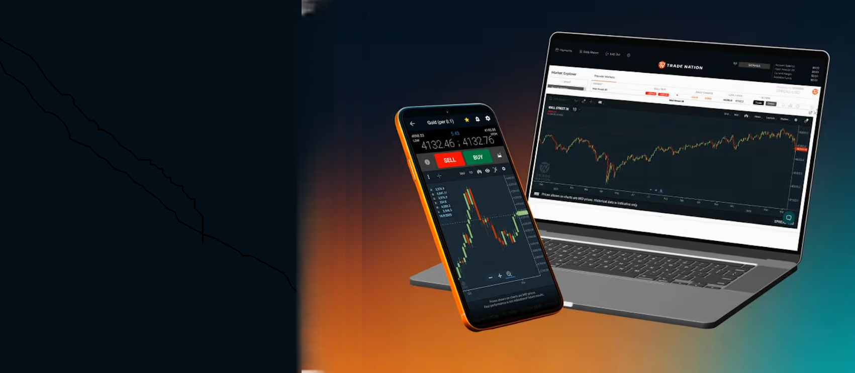 Northbridge Miners trading platform shown on a laptop and mobile phone, with live gold and index charts